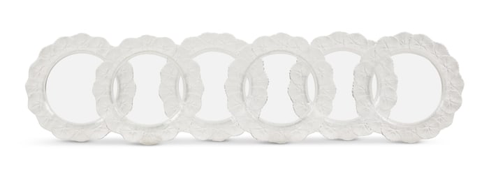 Six Lalique Crystal "Honfleur" Salad Plates