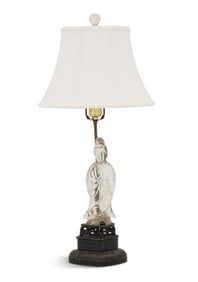 French Glass and Metal Figural Table Lamp