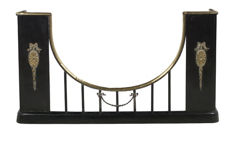 Ebonized Iron and Brass-Mounted Fire Screen