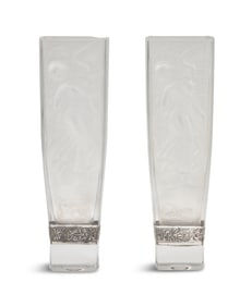 Pair of Crystal and Silver Vases