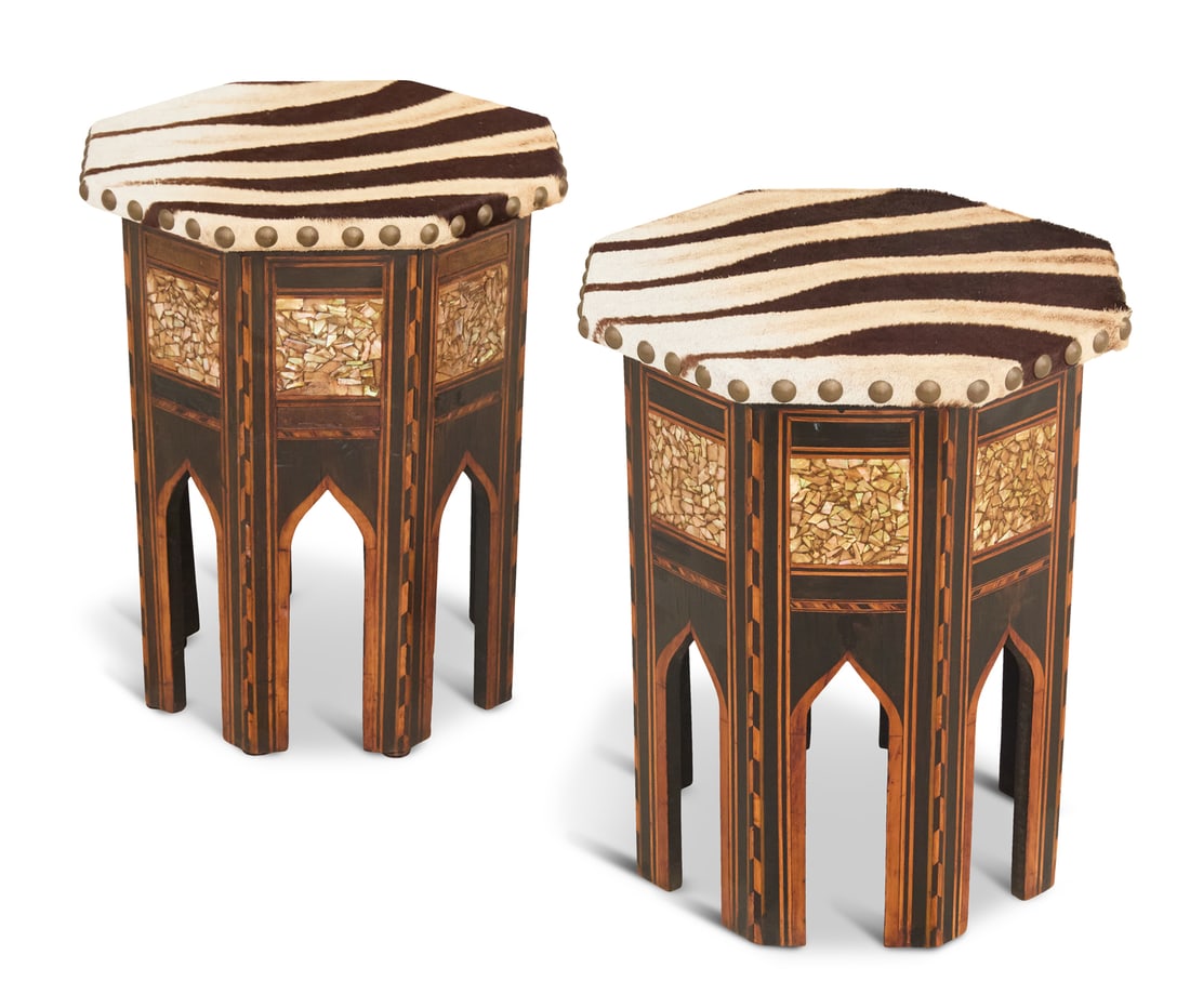 Pair of North African Hardwood Tabourets (1 of 3)