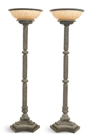 Pair of Bronze, Marble and Resin Torcheres