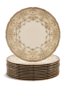 Set of Twelve "Silver Lenox" Porcelain Chargers