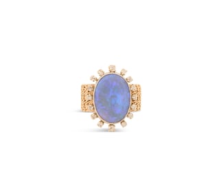 Opal and White Sapphire Ring