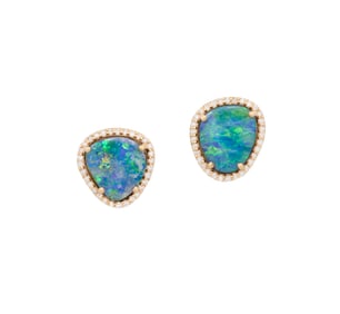 Pair of Opal and Diamond Earrings