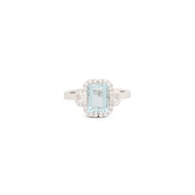 Aquamarine and Diamond Ring