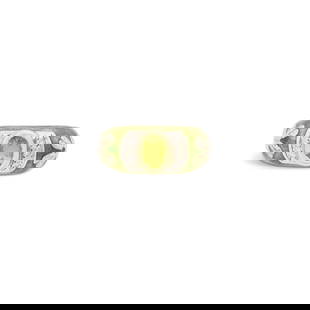 Enamel, Peridot and Diamond Ring: Enamel, Peridot and Diamond Ring14k yellow gold, the ring mounted with a central oval-cut peridot weighing approximately 0.90 carats, accented by round brilliant-cut diamonds weighing approximately 0.