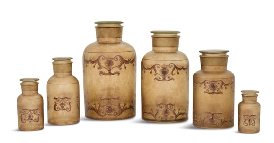 Suite of Six Graduated Glass Apothecary Jars