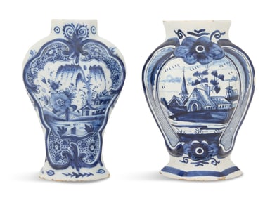 Two Signed Dutch Delft Urns