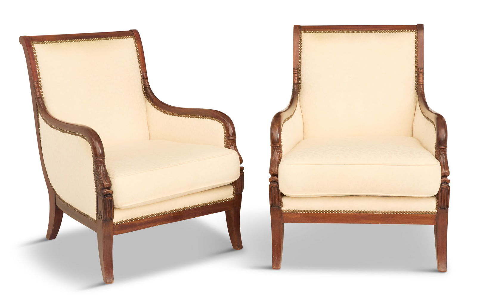 Pair of Restauration Mahogany Bergeres (1 of 2)