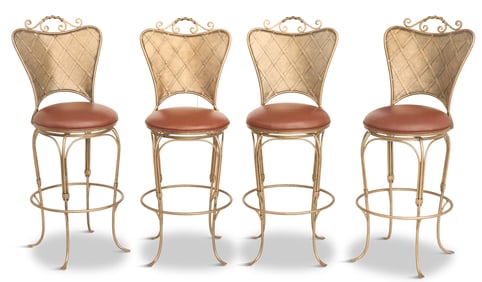 Four Contemporary Iron Swivel Bar Stools