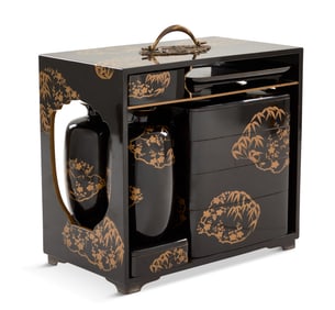 Japanese Lacquer Picnic Box, Sage-Jubako
