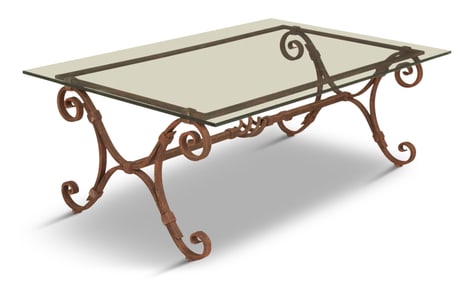 Wrought-Iron and Plate-Glass Coffee Table