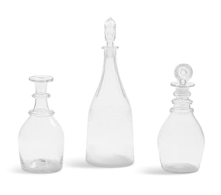 Group of Three Blown-Glass Decanters