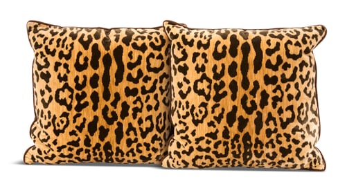 Pair of Custom Leopard Print Pillows