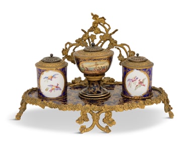 English Porcelain and Gilt-Bronze Encrier