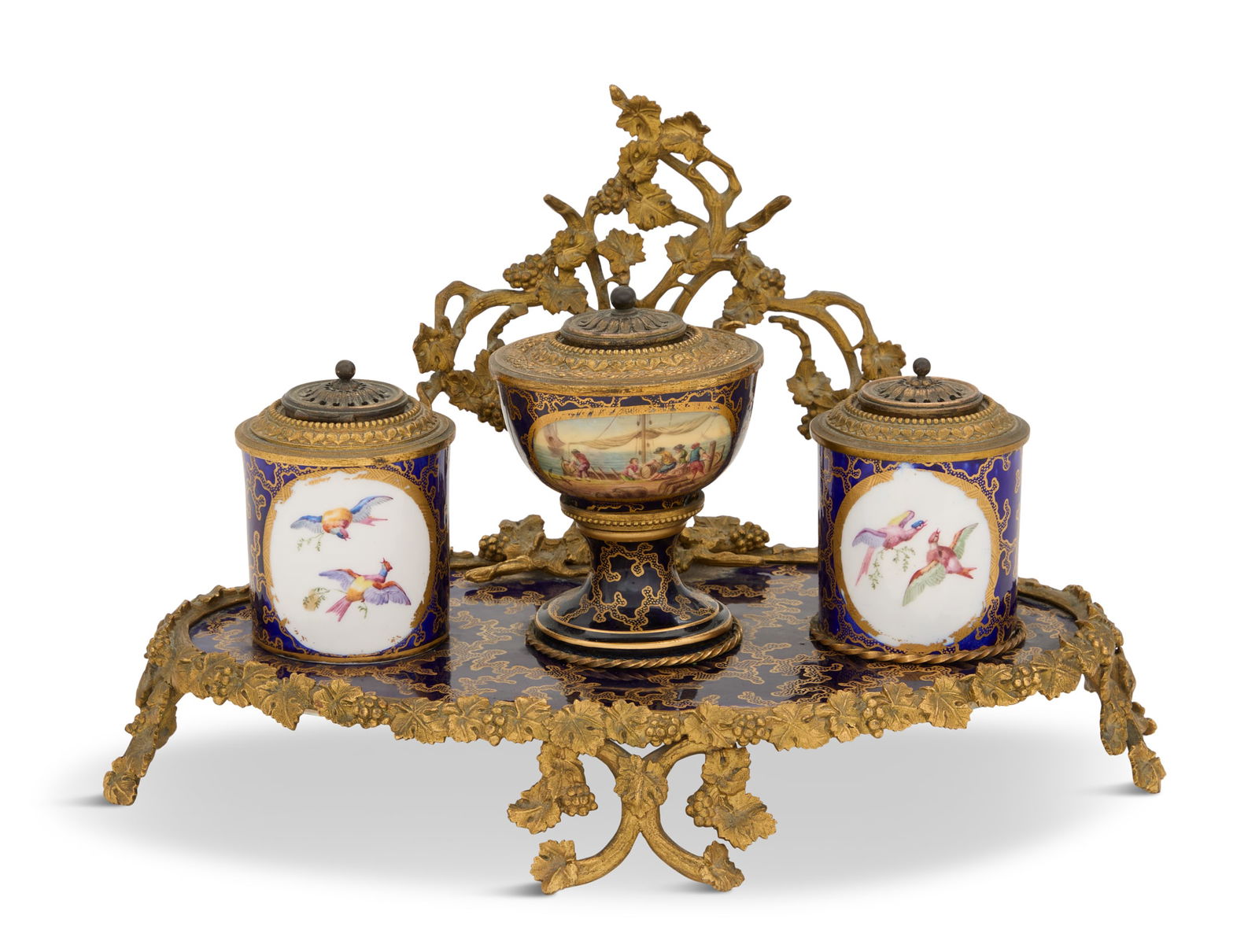 English Porcelain and Gilt-Bronze Encrier (1 of 4)