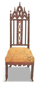 American Gothic Revival Walnut Hall Chair