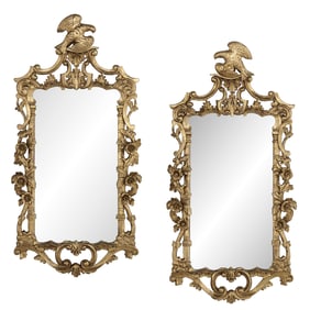 Pair of Rococo-Style Giltwood Mirrors