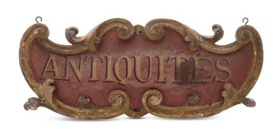 Italian Parcel-Gilt Antiques Shop Sign