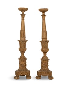Near Pair of Giltwood Altar Sticks