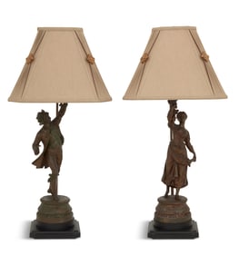 Pair of French Figural Lamps
