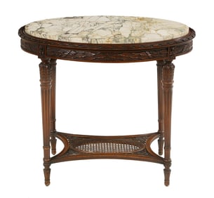 Fruitwood and Marble-Top Occasional Table