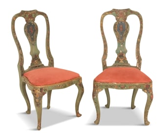 Pair of Northern Italian Polychrome Side Chairs