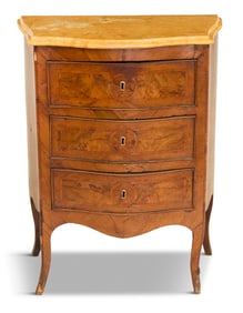 Petite Inlaid Olivewood and Marble-Top Commode