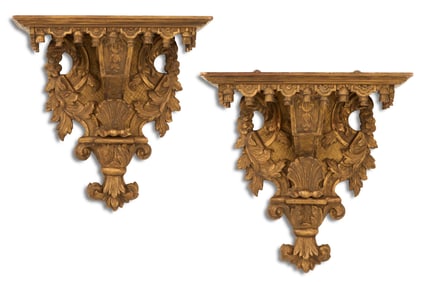 Pair of French Giltwood Brackets