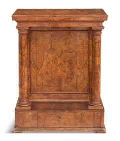 Italian Oyster Burl Collector's Cabinet
