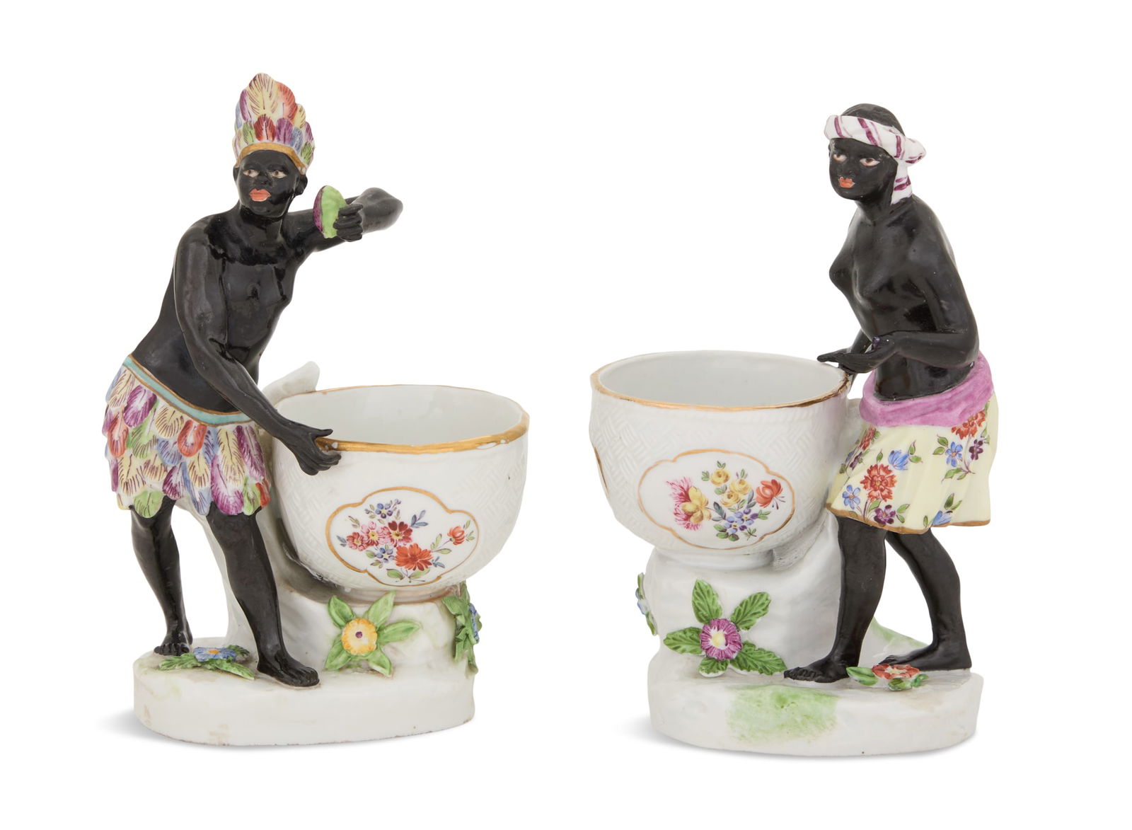 Pair of Samson Figural Sweet Meat Dishes (1 of 3)