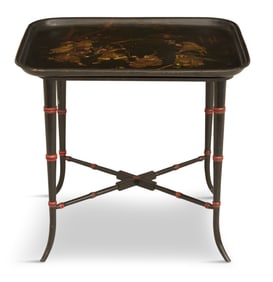 Japanese Papier-Mache Tray on Stand