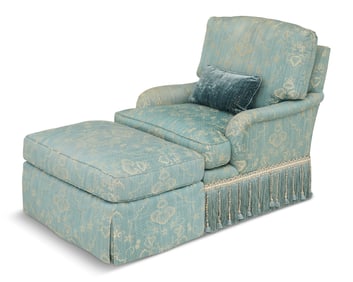 Scalamandre-Covered Club Chair and Ottoman