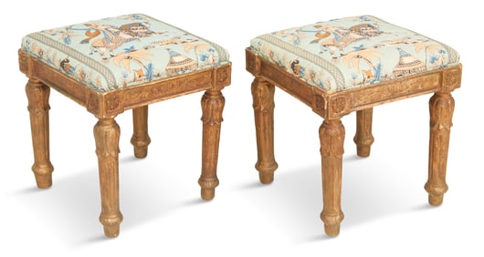 Pair of Italian Giltwood Stools