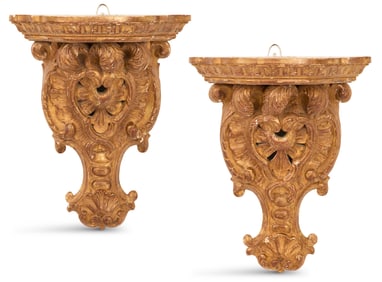 Pair of Italian Giltwood Brackets