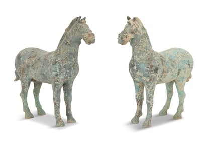 Pair of Chinese Bronze Horses