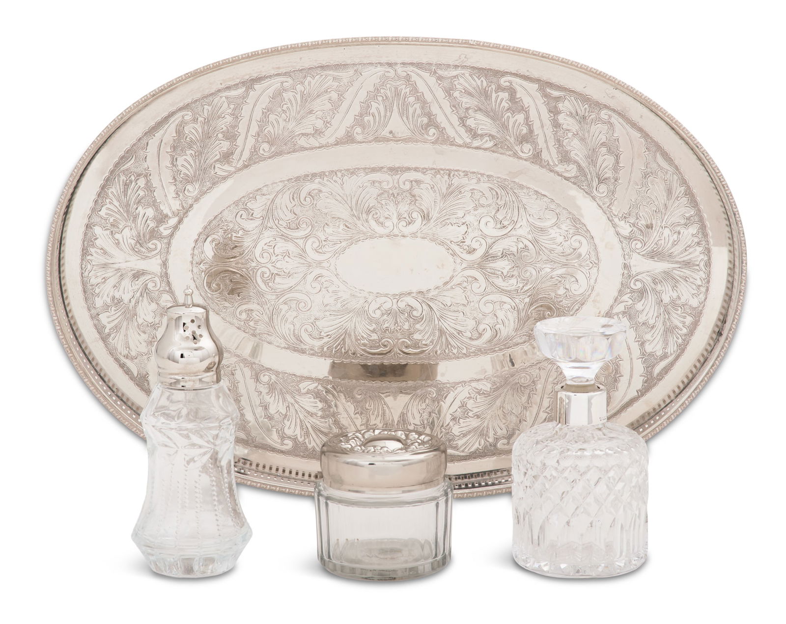Silverplate Galleried Vanity Tray and Accessories (1 of 4)