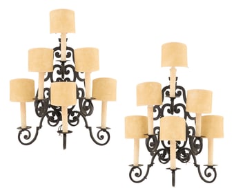 Pair of Continental Black Metal Sconces