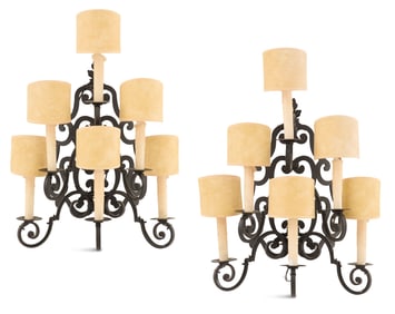 Pair of Continental Black Metal Sconces