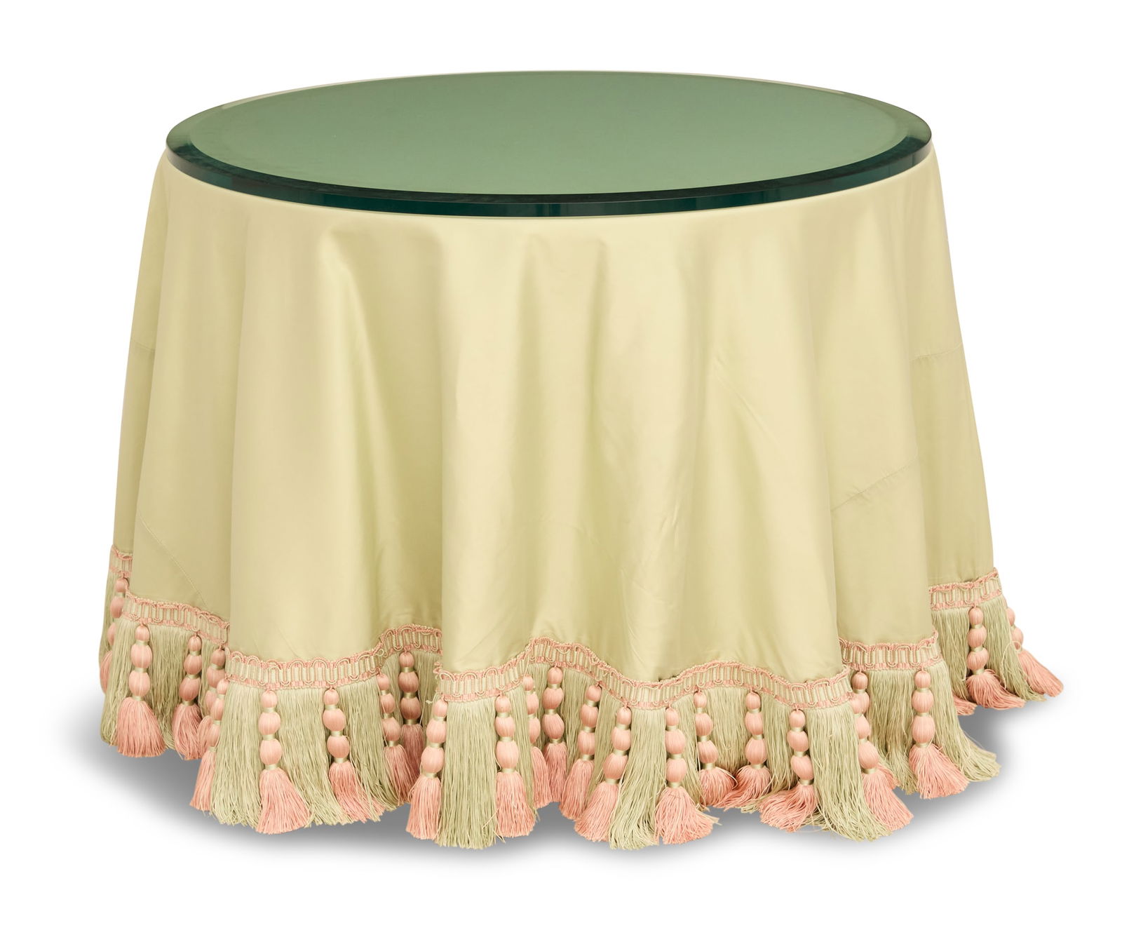 Scalamandre Fabric-Draped Glass-Top Table (1 of 2)