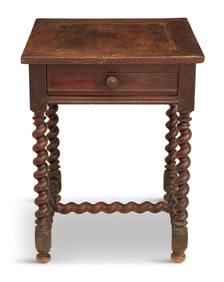 French Baroque Walnut Barley-Twist Side Table