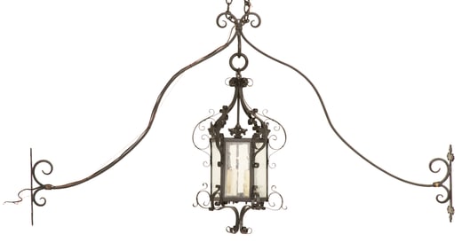 Black Metal Garden Lantern with Support Arch