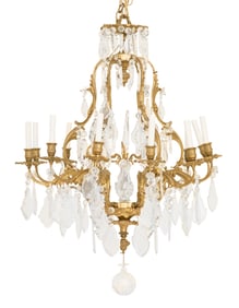Gilt-Brass and Crystal Chandelier