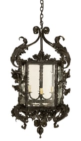 Large Continental Black Metal Lantern