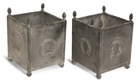 Pair of Painted Metal Tree Tubs