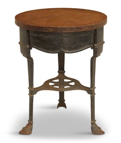 Cast-Iron and Oak Conservatory/Pub Table