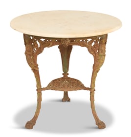 French Cast-Iron and Marble-Top Bistro Table
