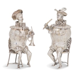 Pair of Silver Figural Wine Cups