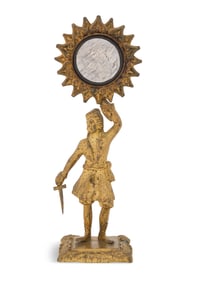 French Gilt-Metal Figural Watch Holder/Mirror